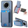 Custodia a portafoglio con supporto verticale in fibra di carbonio per Huawei Mate 70 Pro+ (blu)
