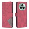 Custodia in pelle con texture a rombi e fibbia magnetica per Realme P3 Pro (rossa)