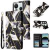 Custodia in pelle con cuciture color bronzo marmorizzato per Redmi Note 14 5G (nera)