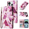 Custodia in pelle con cuciture effetto marmo bronzato per Redmi Note 14 5G (viola)