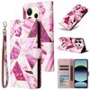 Custodia in pelle con cuciture effetto marmo bronzato per Redmi Note 14 4G da 164,84 mm (viola)