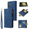 Custodia multifunzionale in pelle con cerniera smerigliata per Samsung Galaxy S23 FE 5G (blu)