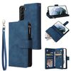 Custodia multifunzionale in pelle con cerniera smerigliata per Samsung Galaxy S22+ 5G (blu)