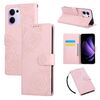 Custodia in pelle con 3 slot per carte di credito e motivo a fiori di rosa per OPPO Reno13 F 5G Global (rosa)