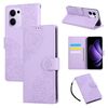 Custodia in pelle con 3 slot per carte di credito e motivo a fiori di rosa per OPPO Reno13 F 5G (viola)