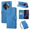Custodia in pelle con 3 slot per carte di credito e motivo a rose in rilievo per Realme 13+ 5G Global (blu)