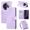 Custodia in pelle con 3 slot per carte di credito e motivo a rose in rilievo per Realme 13+ 5G (viola)