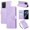 Custodia in pelle con 3 slot per carte di credito e motivo a fiori di rosa per Realme 9i 5G (viola)
