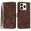 Custodia in pelle con motivo a linee per ZTE Axon 60 (caffè)