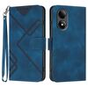 Custodia in pelle effetto pelle con motivo a linee per ZTE Blade A33s (blu reale)