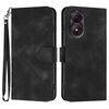 Custodia in pelle con motivo a linee per ZTE Blade A34 (nera)