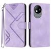 Custodia in pelle con motivo a linee per ZTE Blade A35 Lite (viola chiaro)