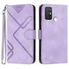 Custodia in pelle con motivo a linee per ZTE Blade A52 (viola chiaro)