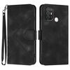 Custodia in pelle con motivo a linee per ZTE Blade A52 (nera)