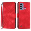 Custodia in pelle con motivo a linee per ZTE Blade A53 (rossa)