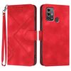 Custodia in pelle con motivo a linea per ZTE Blade A53 Pro (rossa)