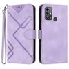 Custodia in pelle con motivo a linea per ZTE Blade A53 Pro (viola chiaro)