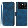 Custodia in pelle effetto pelle con motivo a linee per ZTE Blade A55 / A35 (blu reale)