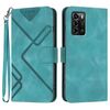 Custodia in pelle effetto pelle per ZTE Blade A72 con motivo a linee (blu chiaro)