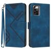 Custodia in pelle effetto pelle con motivo a linee per ZTE Blade A72 5G (blu reale)