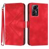 Custodia in pelle con motivo a linee per ZTE Blade A72s (rossa)