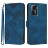 Custodia in pelle effetto pelle con motivo a linee per ZTE Blade A72s (blu reale)