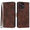 Custodia in pelle con motivo a linee per ZTE Blade A73 4G / Blade V50 Design 4G (caffè)