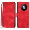Custodia in pelle con motivo a linee per ZTE Blade A73 5G (rossa)