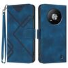 Custodia in pelle con motivo a linee per ZTE Blade A73 5G (blu reale)