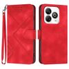 Custodia in pelle con motivo a linee per ZTE Blade A75 4G (rossa)