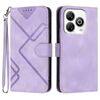 Custodia in pelle con motivo a linee per ZTE Blade A75 4G (viola chiaro)