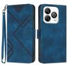 Custodia in pelle effetto pelle per ZTE Blade A75 4G con motivo a linee (blu reale)