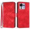 Custodia in pelle con motivo a linee per ZTE Blade V50 Vita (rossa)
