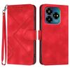 Custodia in pelle con motivo a linee di design per ZTE Blade V60 (rossa)