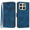 Custodia in pelle con motivo a linee per ZTE Blade V70 (blu reale)