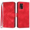 Custodia in pelle con motivo a linee per ZTE Libero 5G II (rossa)