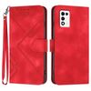 Custodia in pelle con motivo a linee per ZTE Libero 5G III (rossa)