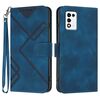 Custodia in pelle con motivo a linee per ZTE Libero 5G III (blu reale)