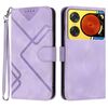 Custodia in pelle con motivo a linee per ZTE Nubia Music 2 (viola chiaro)