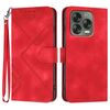 Custodia in pelle con motivo a linee di design per ZTE Blade V70 (rossa)
