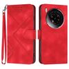 Custodia in pelle effetto pelle per ZTE nubia Z50S Pro Line Pattern (rossa)