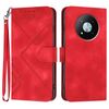 Custodia in pelle con motivo a linee per ZTE Voyage 41 5G (rossa)