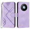 Custodia in pelle con motivo a linee per ZTE Voyage 41 5G (viola chiaro)