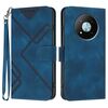 Custodia in pelle con motivo a linee per ZTE Voyage 41 5G (blu reale)