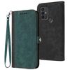 Custodia in pelle con cinturino a doppia piega e fibbia laterale per TCL 305/306/30E/30 SE (verde scuro)