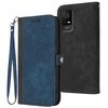 Custodia in pelle con cinturino a doppia piega e fibbia laterale per TCL 405/406/408 (blu reale)