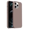Custodia per telefono Burom Cloud Sensing in silicone liquido ultrasottile a copertura totale per iPhone 12 Pro Max (marrone Qiaoli)