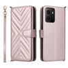 Custodia in pelle multifunzione per telefono HMD Pulse / Pulse Pro / Pulse+ con 6 slot per carte e cinturino da polso (rosa)