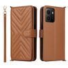 Custodia in pelle multifunzione per telefono HMD Pulse / Pulse Pro / Pulse+ con 6 slot per carte e cinturino da polso (marrone)