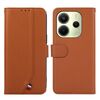 Custodia per telefono in pelle con trama delicata e cuciture RFID ABEEL per Redmi Note 14 4G 164,84 mm (marrone)
